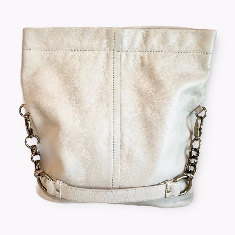Fossil Quinn Ivory Pebbled Leather Foldover Hobo Bag